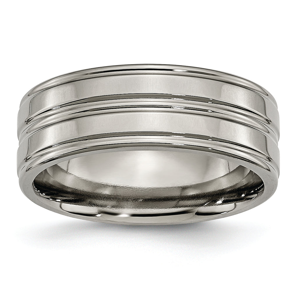 Titanium Polished 8mm Grooved Band