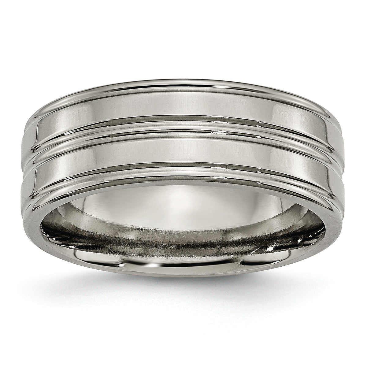 Titanium Polished 8mm Grooved Band