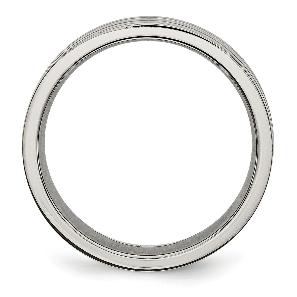Grooved Wedding Band in Titanium, 6mm