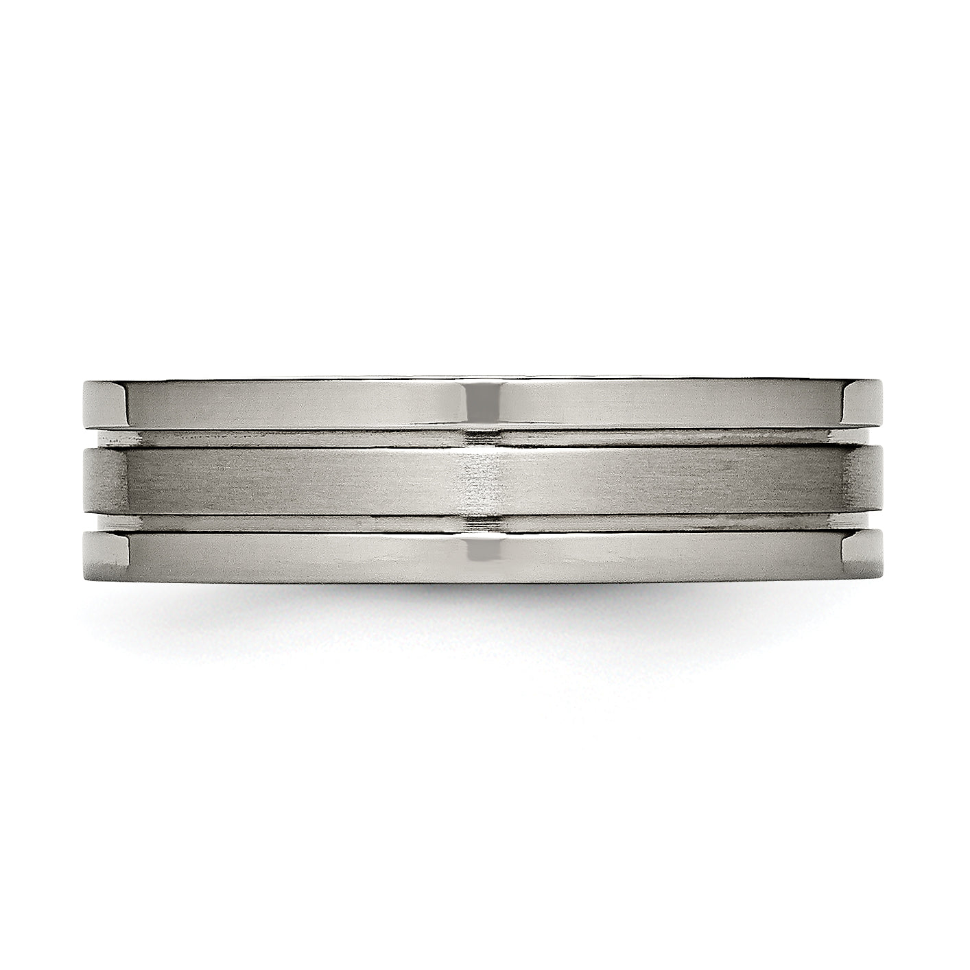 Grooved Wedding Band in Titanium, 6mm