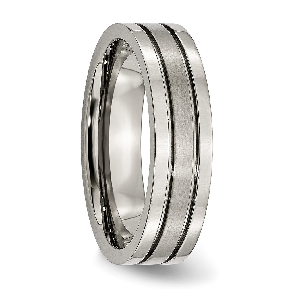 Grooved Wedding Band in Titanium, 6mm