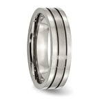 Grooved Wedding Band in Titanium, 6mm