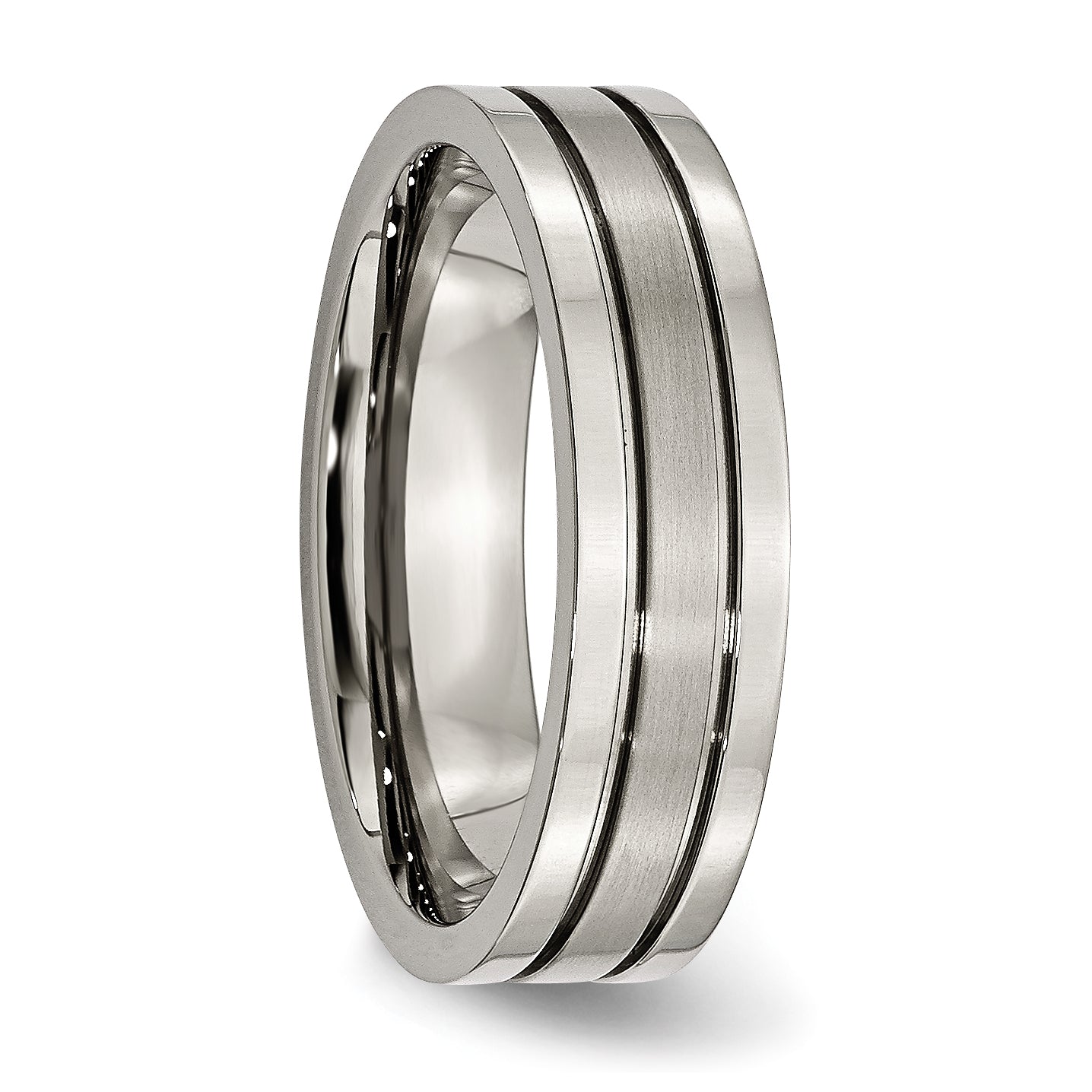 Grooved Wedding Band in Titanium, 6mm