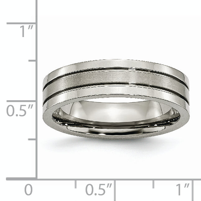 Grooved Wedding Band in Titanium, 6mm