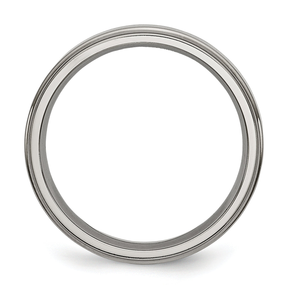 Ridged Edge Wedding Band in Titanium, 5mm