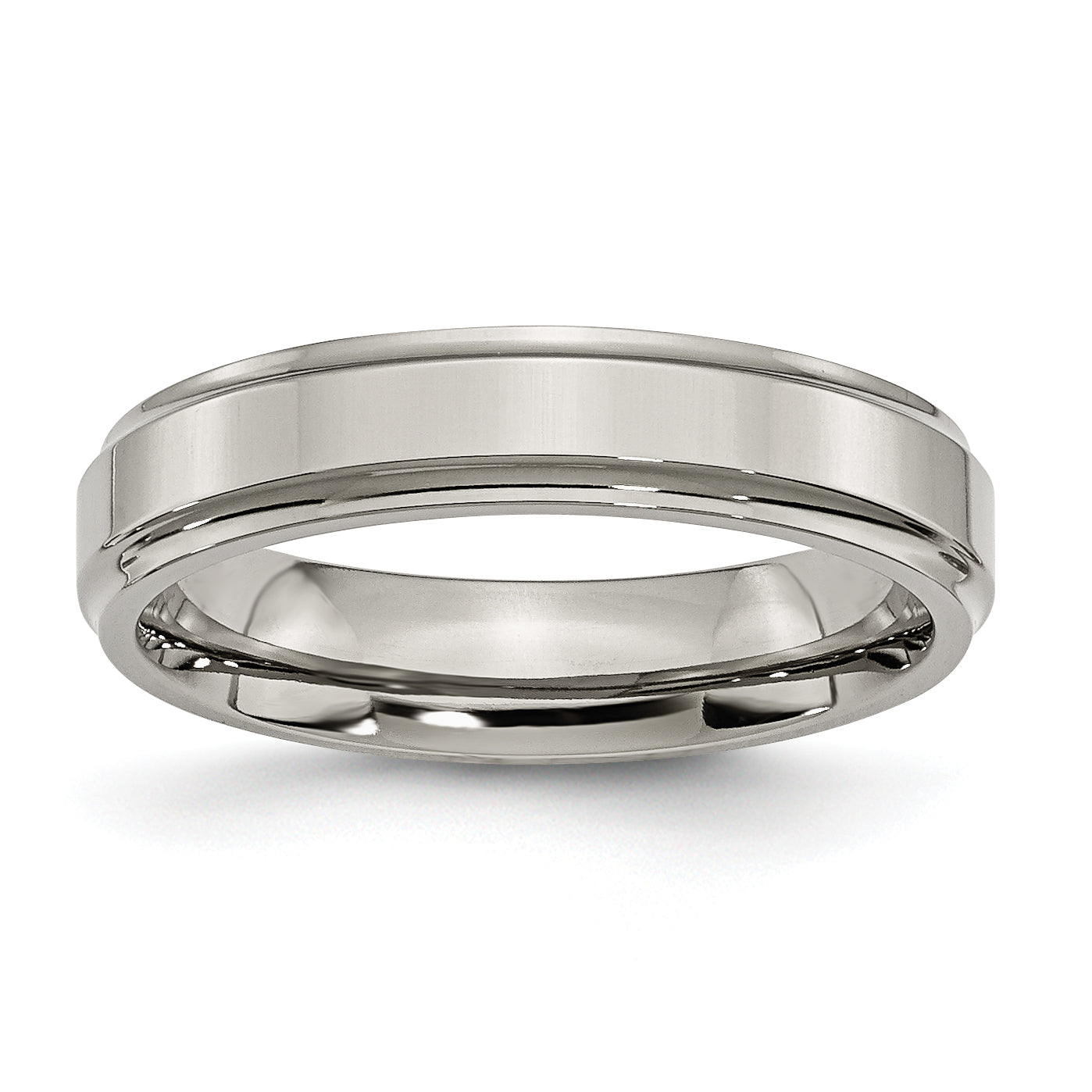 Titanium Polished 5mm Ridged Edge Band Main image