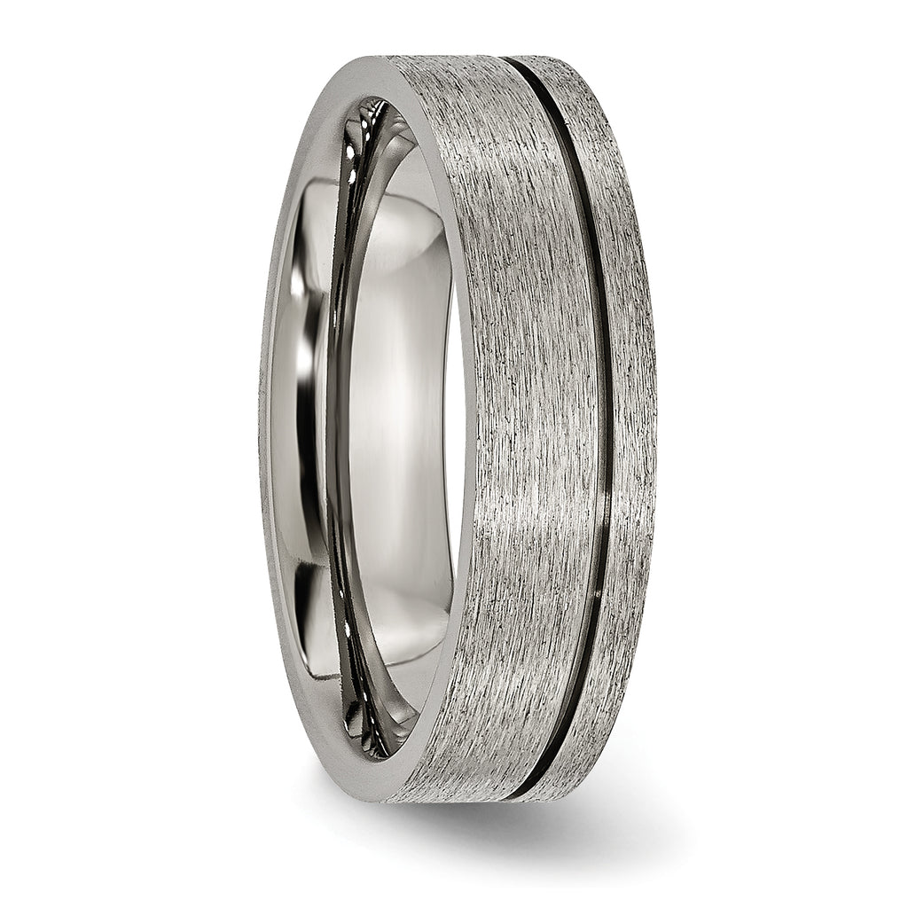 Grooved Wedding Band in Titanium, 6mm