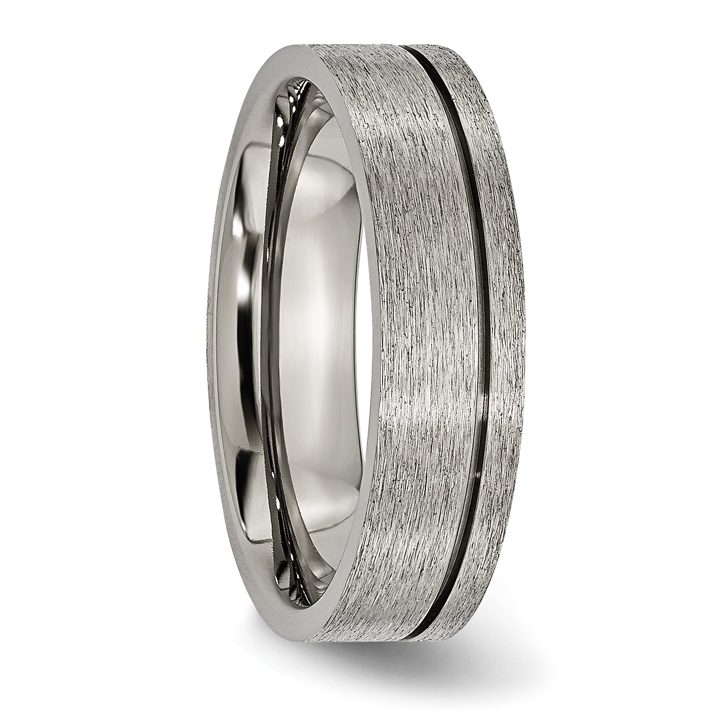 Grooved Wedding Band in Titanium, 6mm