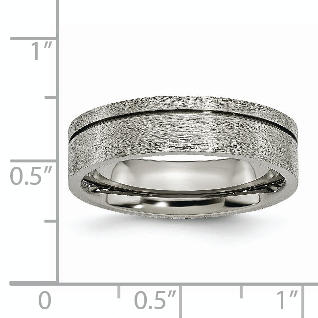 Grooved Wedding Band in Titanium, 6mm