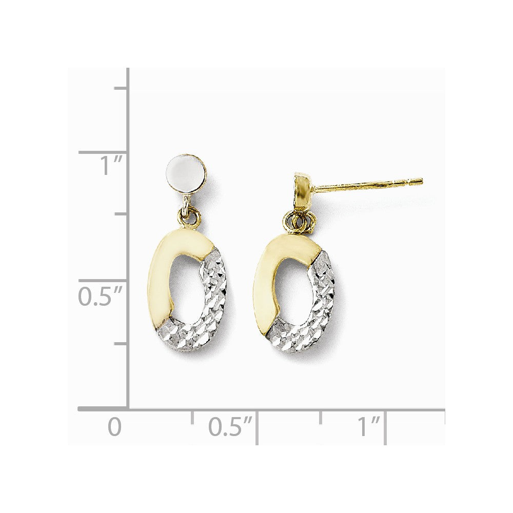 Leslie's 10k w/Rhodium Polished & Diamond-cut Post Dangle Earrings