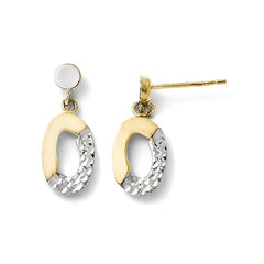 Leslie's 10k w/Rhodium Polished & Diamond-cut Post Dangle Earrings