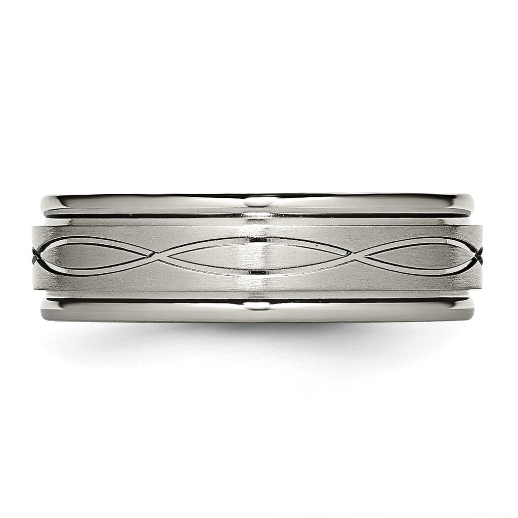 Criss-Cross Wedding Band in Titanium, 7mm