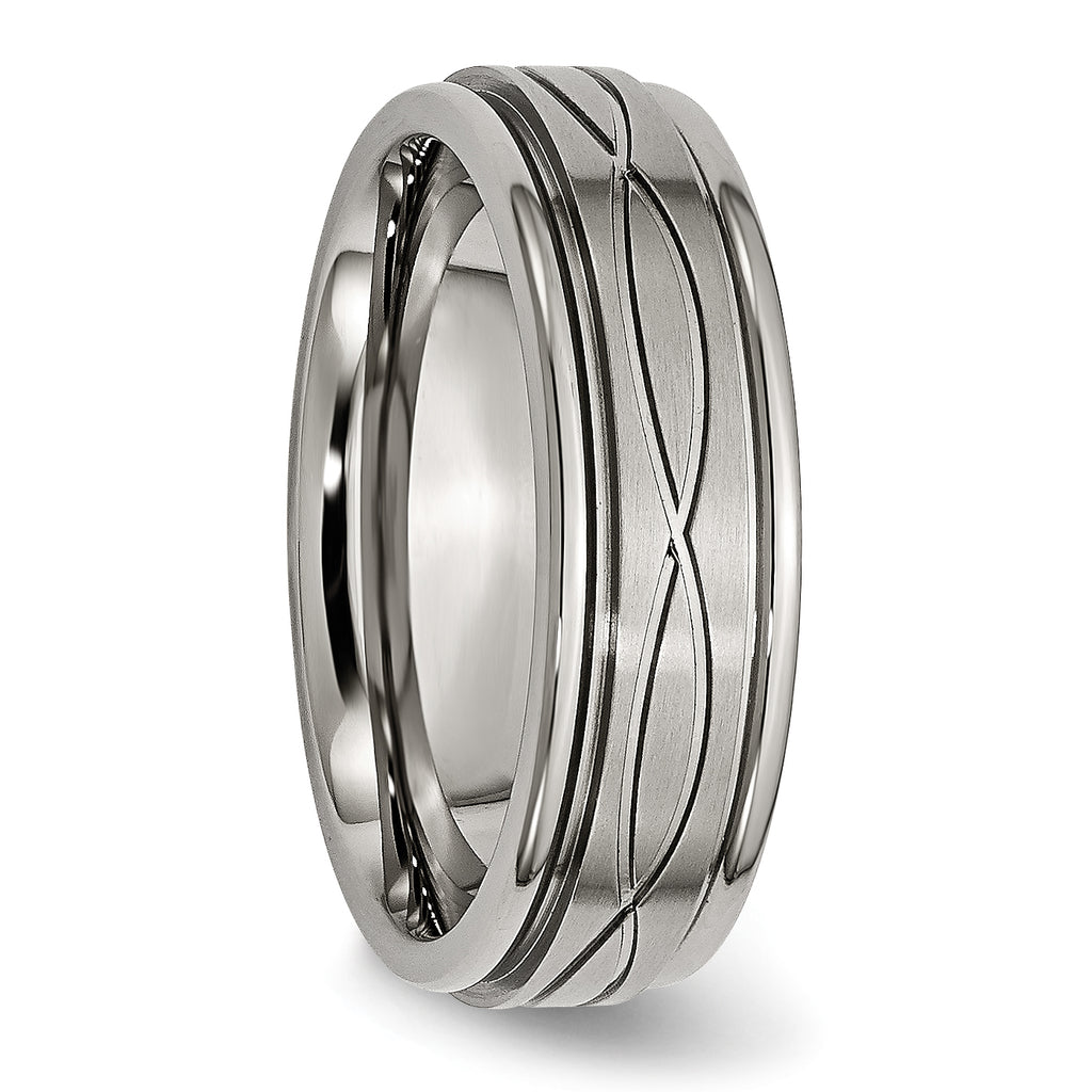 Criss-Cross Wedding Band in Titanium, 7mm