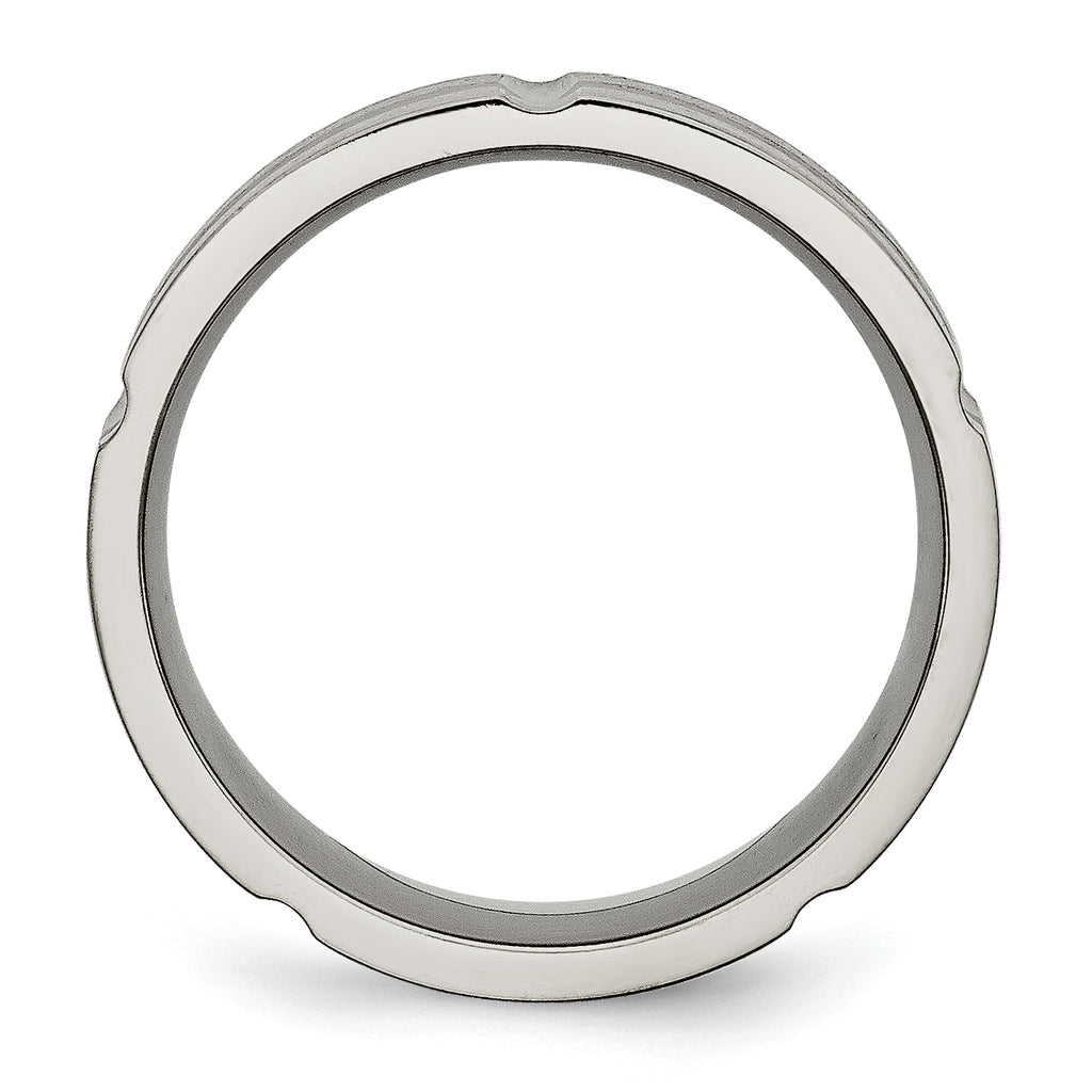 Grooved Wedding Band in Titanium, 8mm