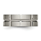 Grooved Wedding Band in Titanium, 8mm