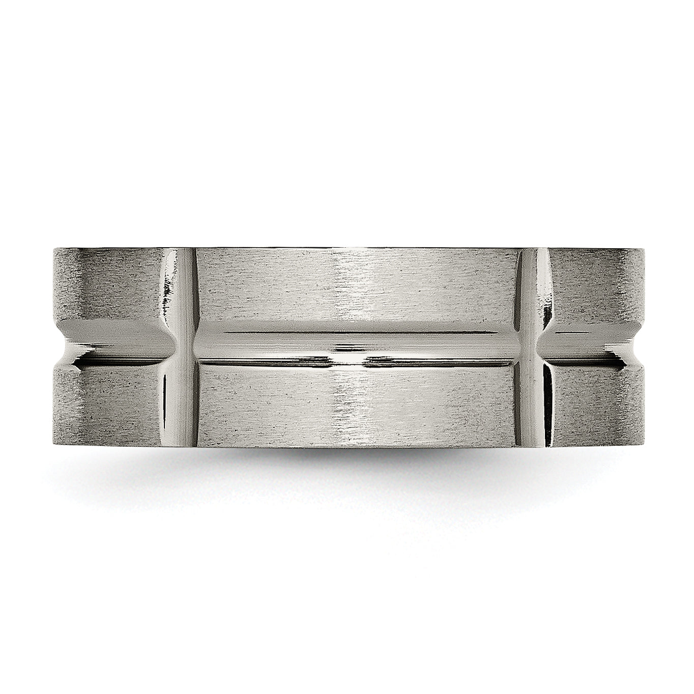 Grooved Wedding Band in Titanium, 8mm