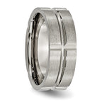 Grooved Wedding Band in Titanium, 8mm