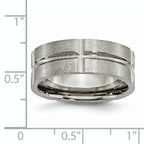 Grooved Wedding Band in Titanium, 8mm