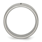 Titanium Unisex Wedding Band with Brushed Center and Engravable Ridged Edge