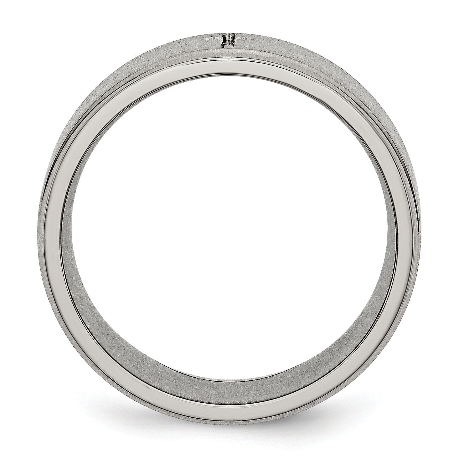 Titanium Unisex Wedding Band with Brushed Center and Engravable Ridged Edge