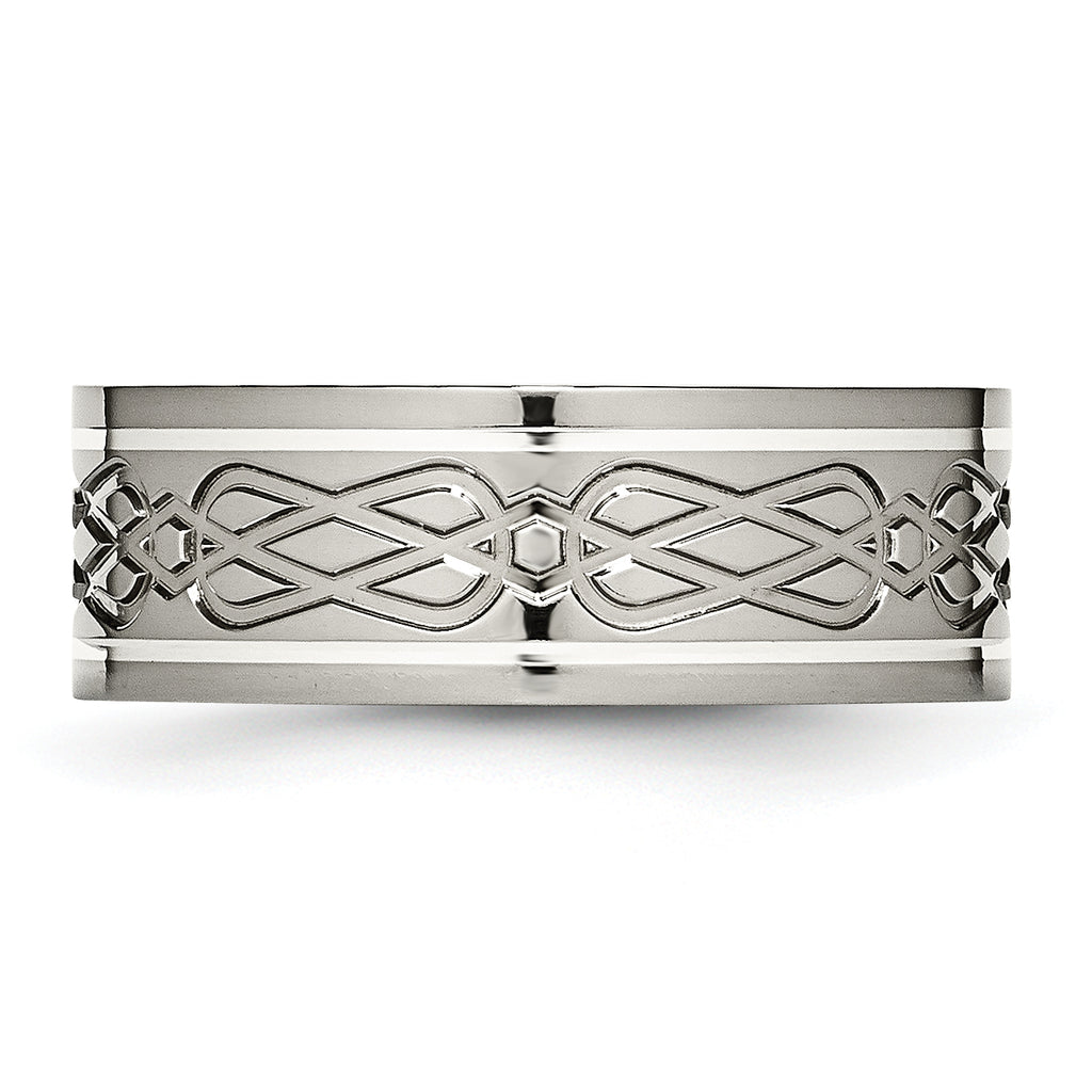 Celtic Knot Inlay Wedding Band in Titanium & Sterling Silver, 8mm