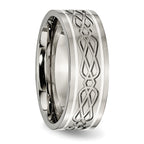 Celtic Knot Inlay Wedding Band in Titanium & Sterling Silver, 8mm