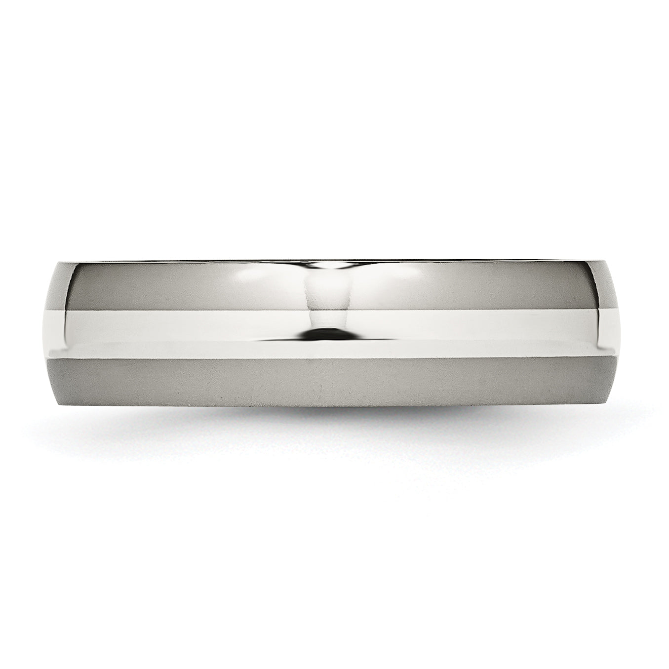 Titanium Sterling Silver Inlay Unisex Wedding Band Engravable, Polished Finish