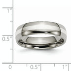Titanium Sterling Silver Inlay Unisex Wedding Band Engravable, Polished Finish