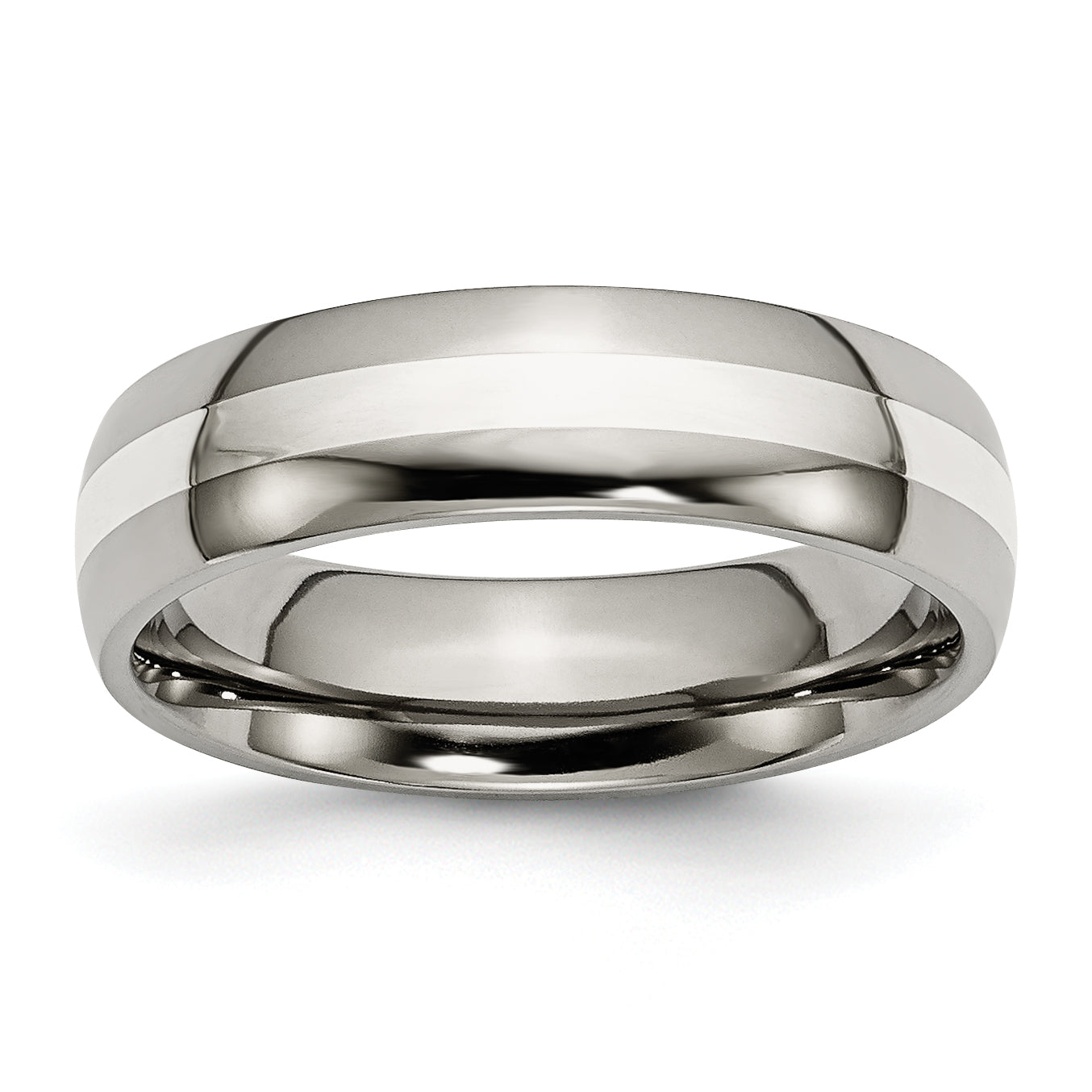Titanium Polished with Sterling Silver Inlay 6mm Band Main image