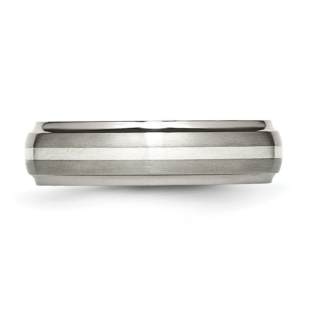 Inlay Wedding Band in Titanium & Sterling Silver, 6mm