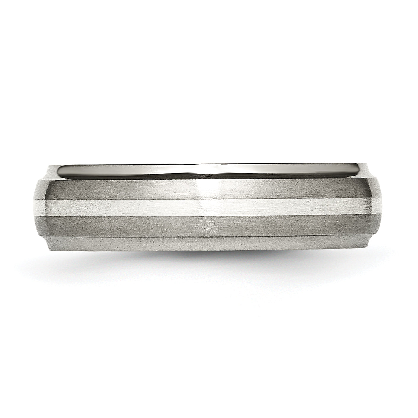 Inlay Wedding Band in Titanium & Sterling Silver, 6mm