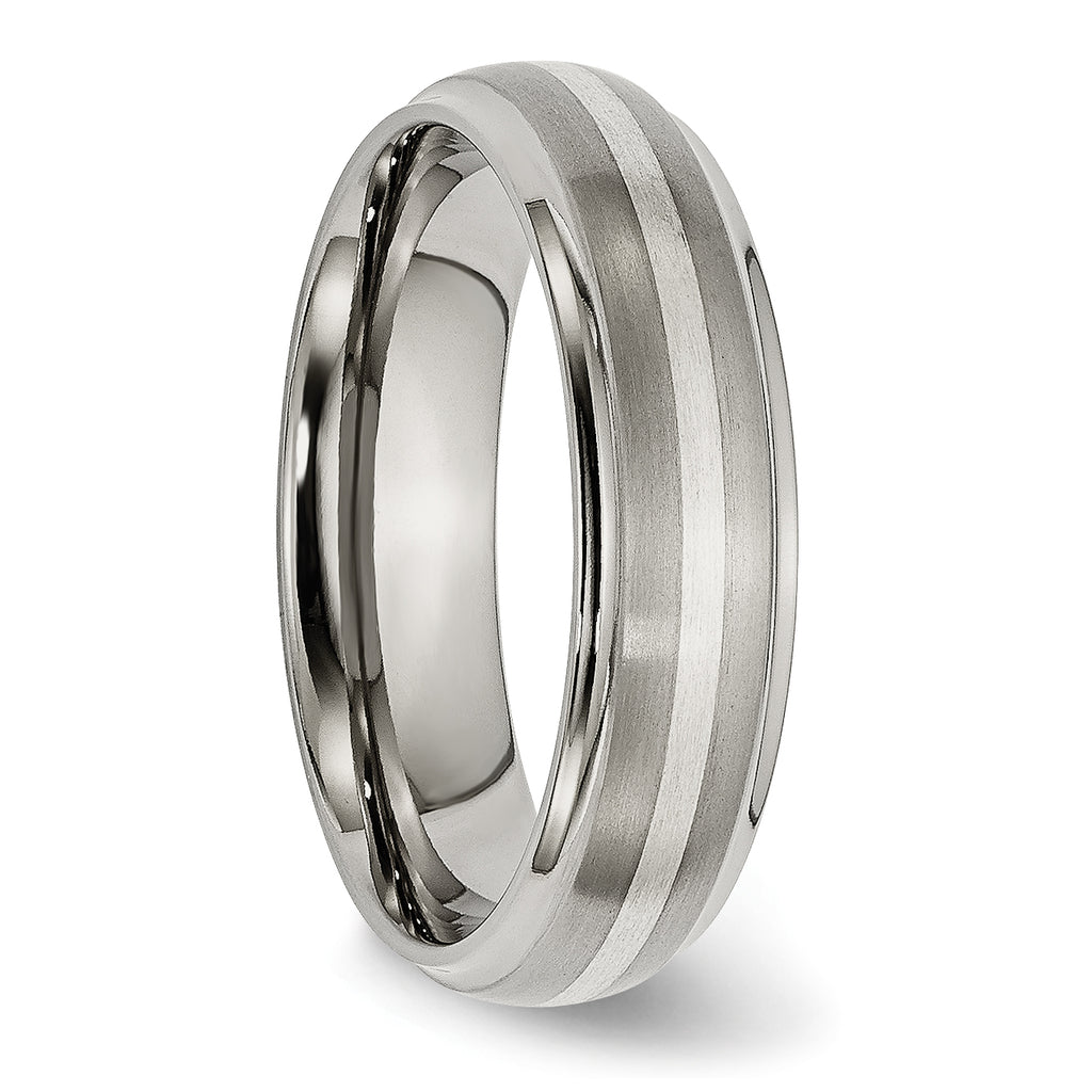Inlay Wedding Band in Titanium & Sterling Silver, 6mm