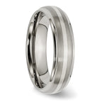 Inlay Wedding Band in Titanium & Sterling Silver, 6mm