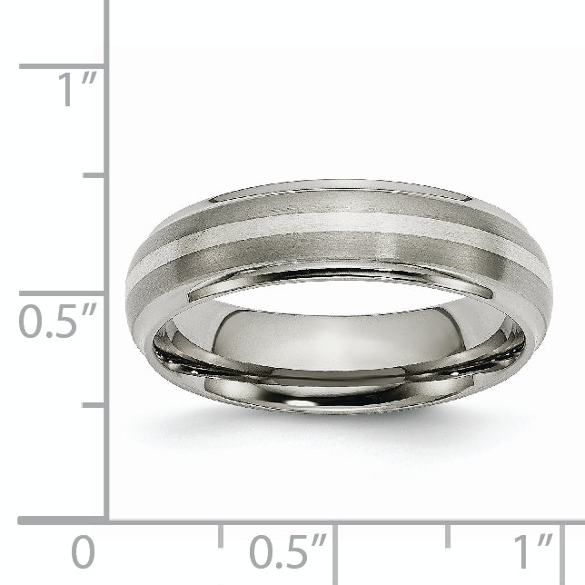 Inlay Wedding Band in Titanium & Sterling Silver, 6mm