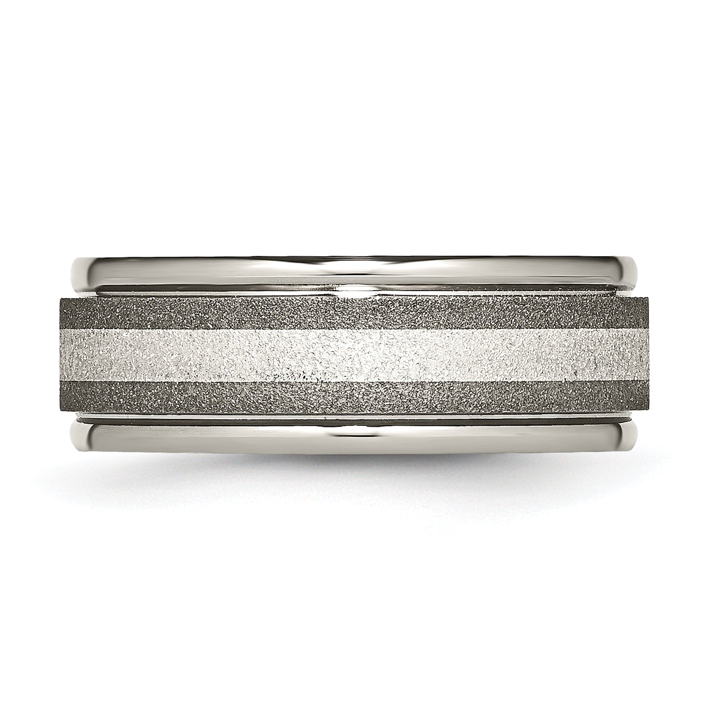 Titanium Sterling Silver Inlay Wedding Band Engravable Two-Tone 8mm Unisex