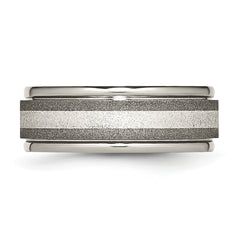 Titanium Sterling Silver Inlay Wedding Band Engravable Two-Tone 8mm Unisex