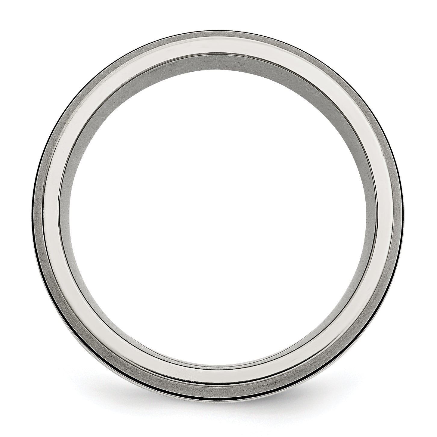 Titanium Sterling Silver Inlay Unisex Band with Antiqued Brushed Finish