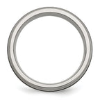 Grooved Inlay Wedding Band in Titanium & Sterling Silver, 8mm