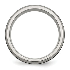 Titanium Sterling Silver Inlay Unisex Band with Antiqued Brushed Finish