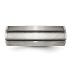 Grooved Inlay Wedding Band in Titanium & Sterling Silver, 8mm