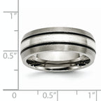 Grooved Inlay Wedding Band in Titanium & Sterling Silver, 8mm