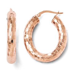 Leslie's 10K Plated Rose Gold Polished Oval Hinged Hoop Earrings