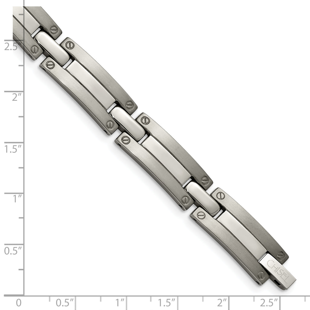 Brushed & Polished Men's Bracelet in Titanium, 8mm