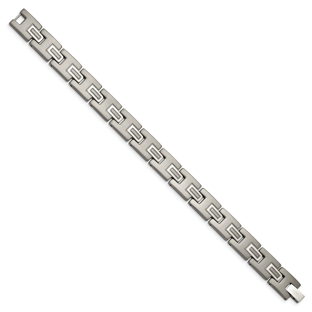 Brushed & Polished Bracelet in Titanium, 10mm