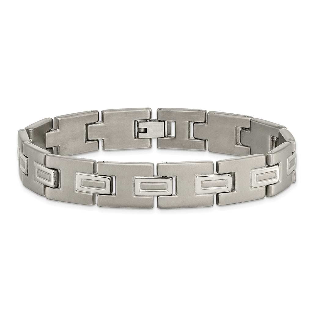 Brushed & Polished Bracelet in Titanium, 10mm
