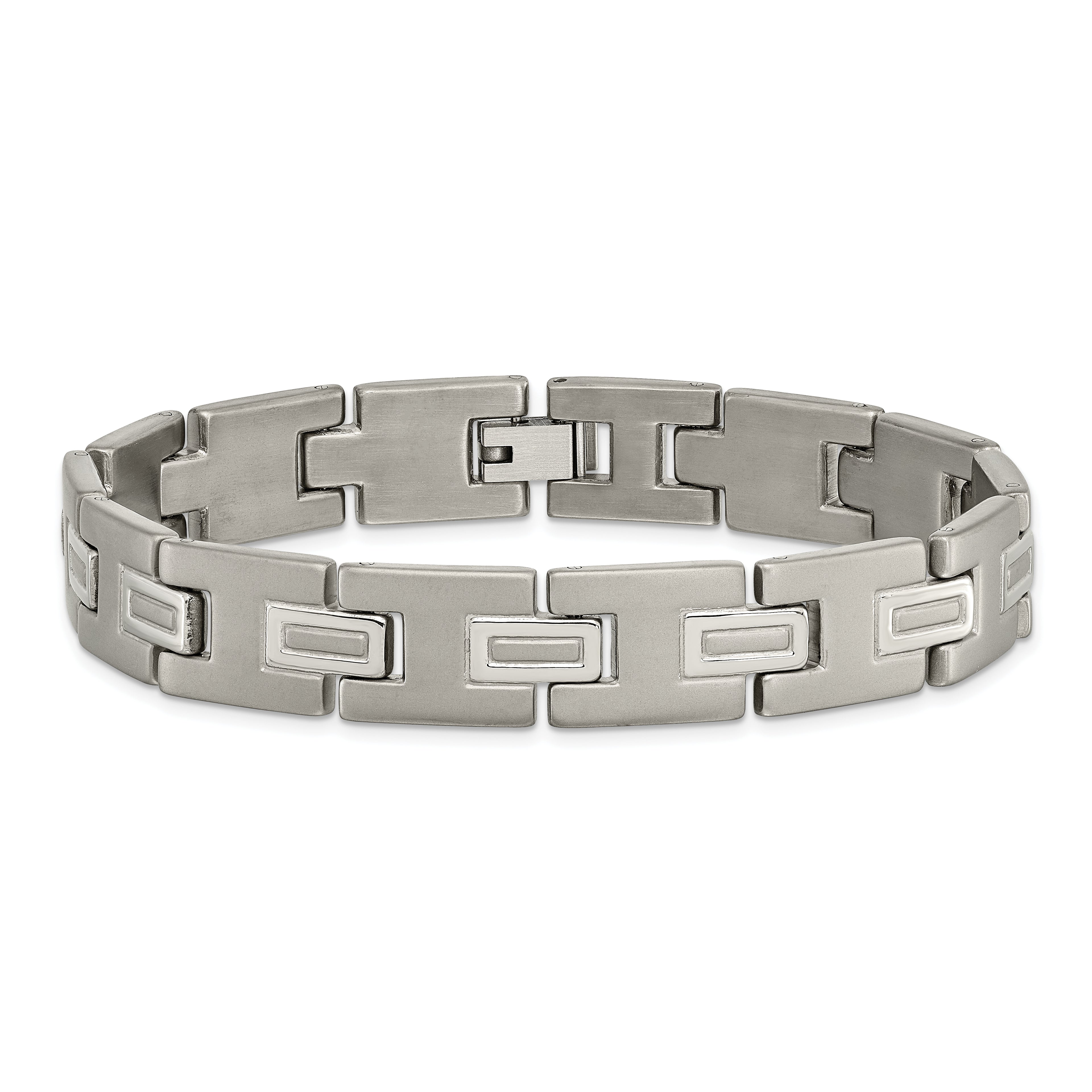 Brushed & Polished Bracelet in Titanium, 10mm