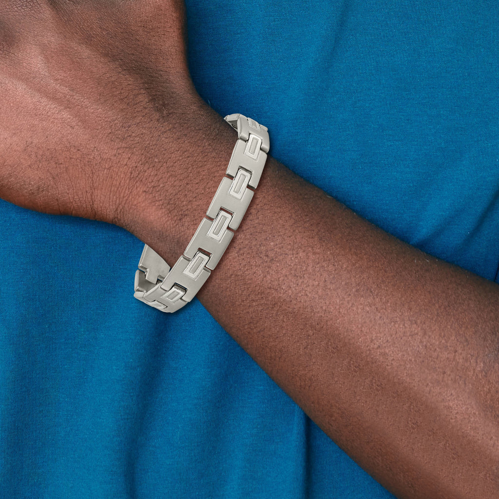 Brushed & Polished Bracelet in Titanium, 10mm