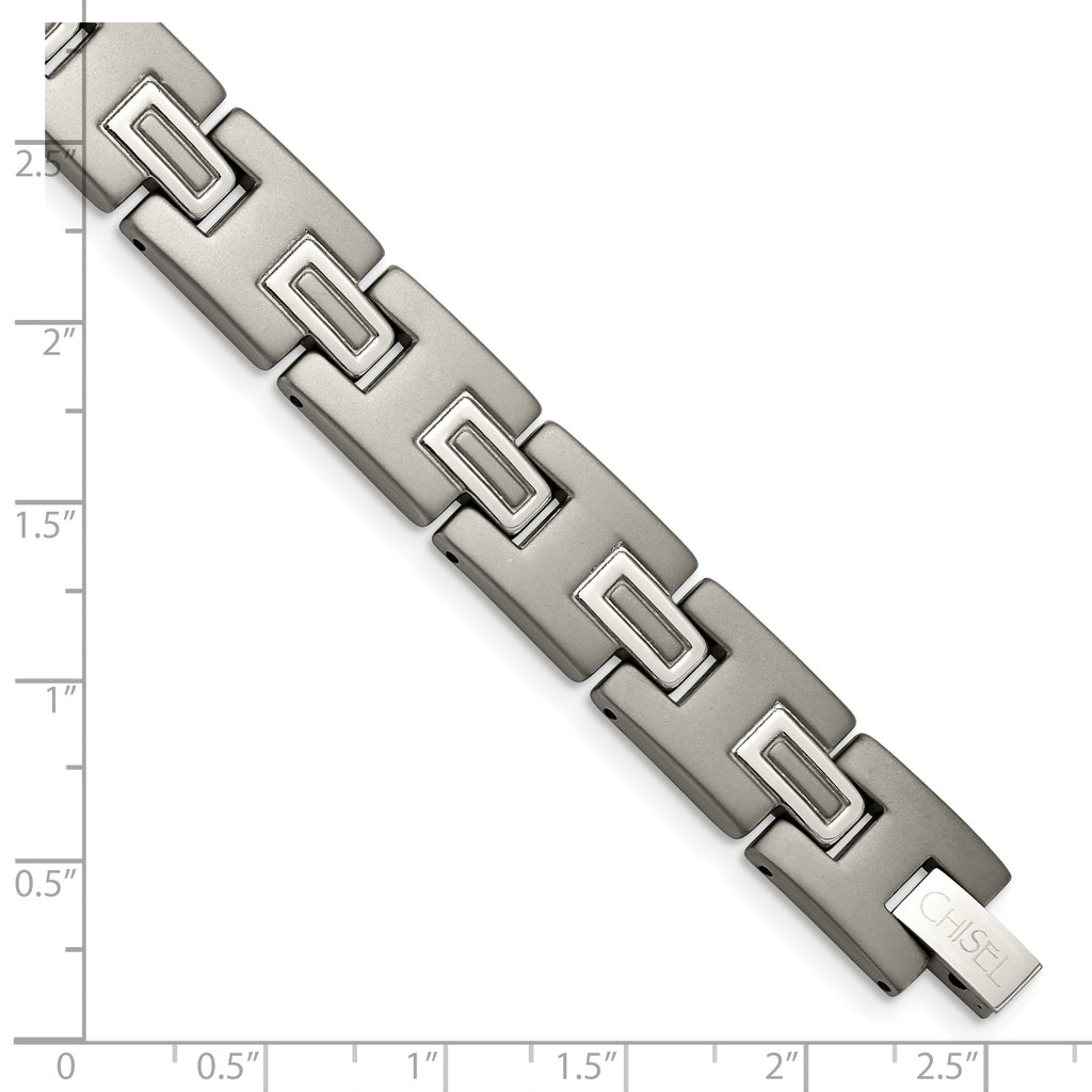 Brushed & Polished Bracelet in Titanium, 10mm