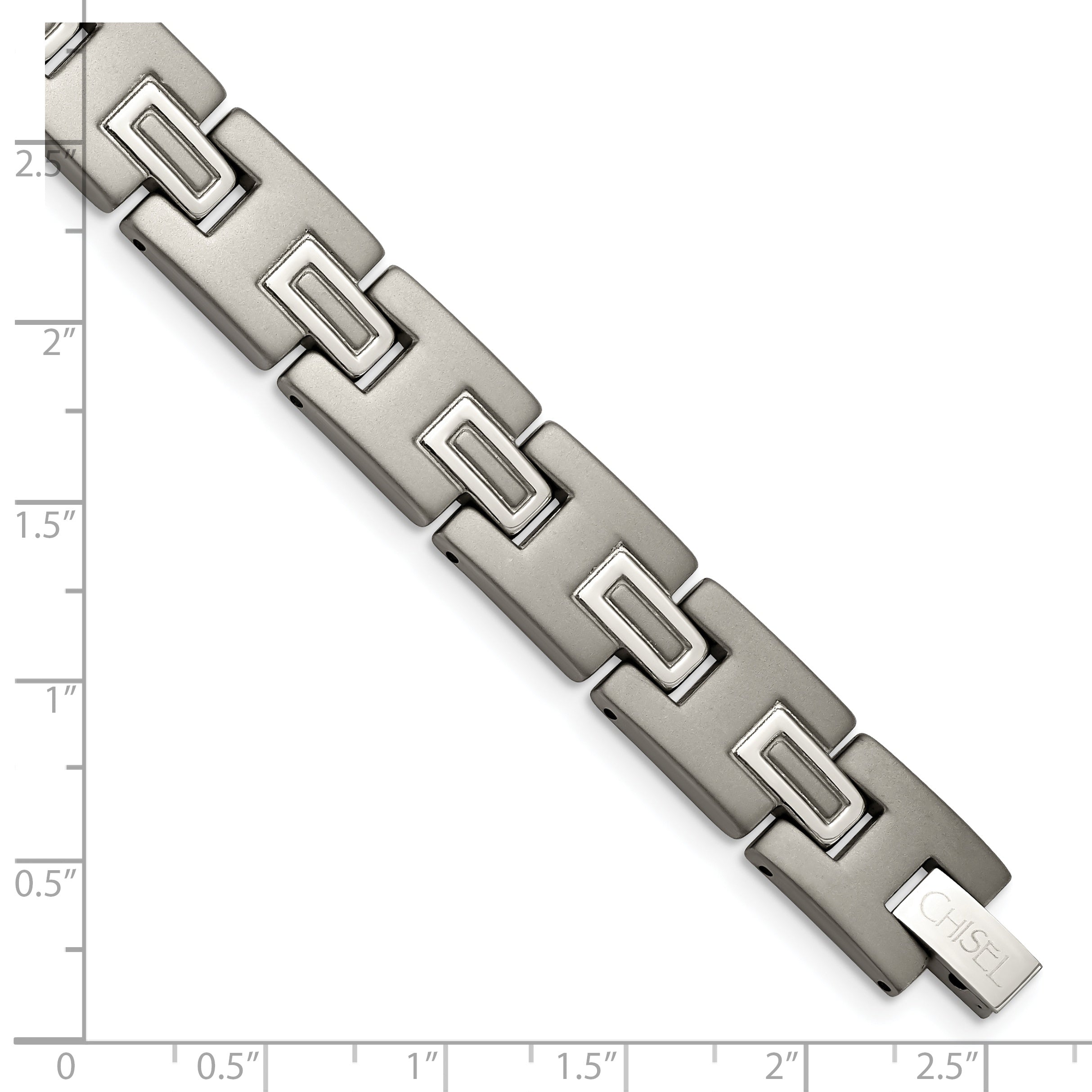 Brushed & Polished Bracelet in Titanium, 10mm