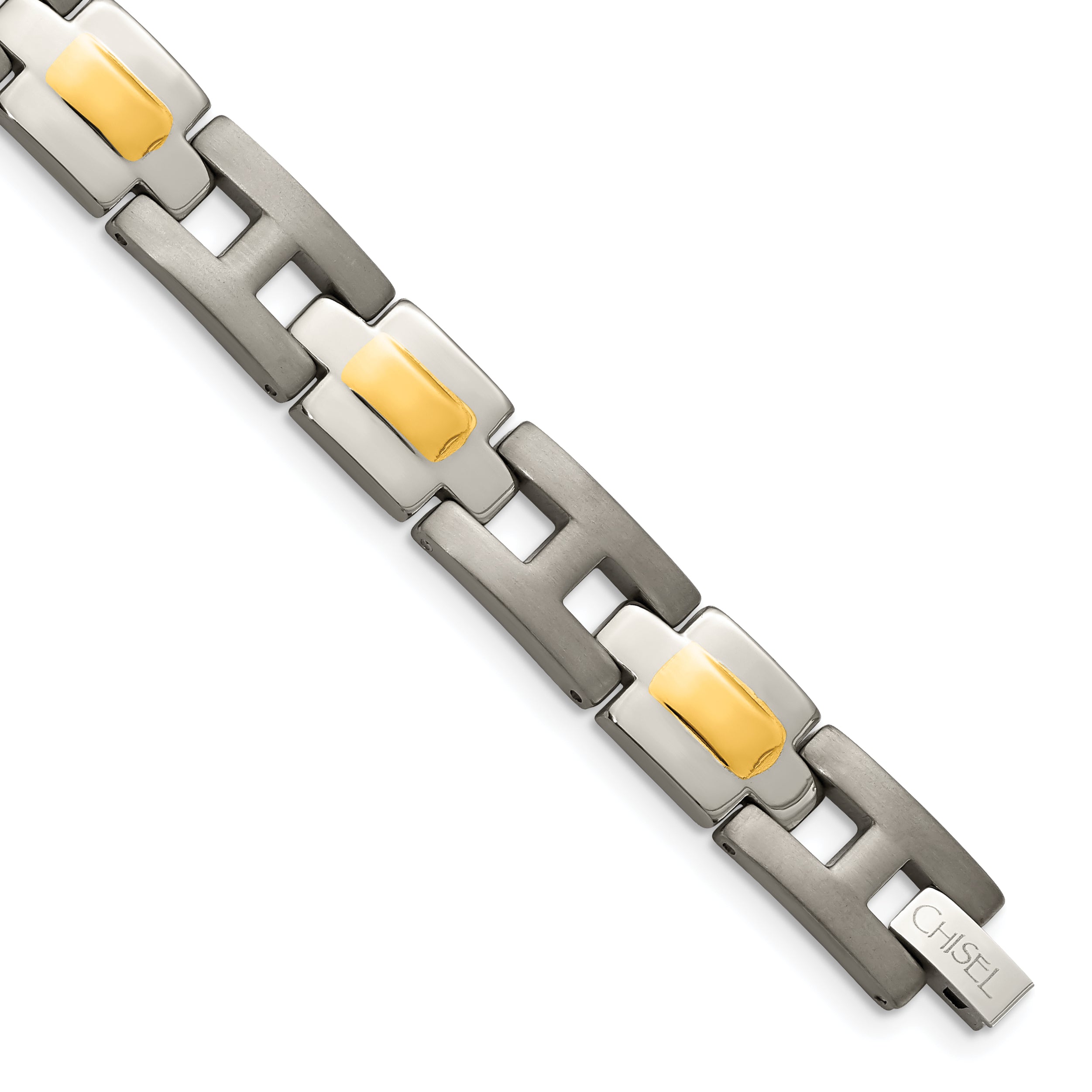 Chisel Titanium Brushed and Polished Yellow IP-Plated 9 inch Bracelet Main image